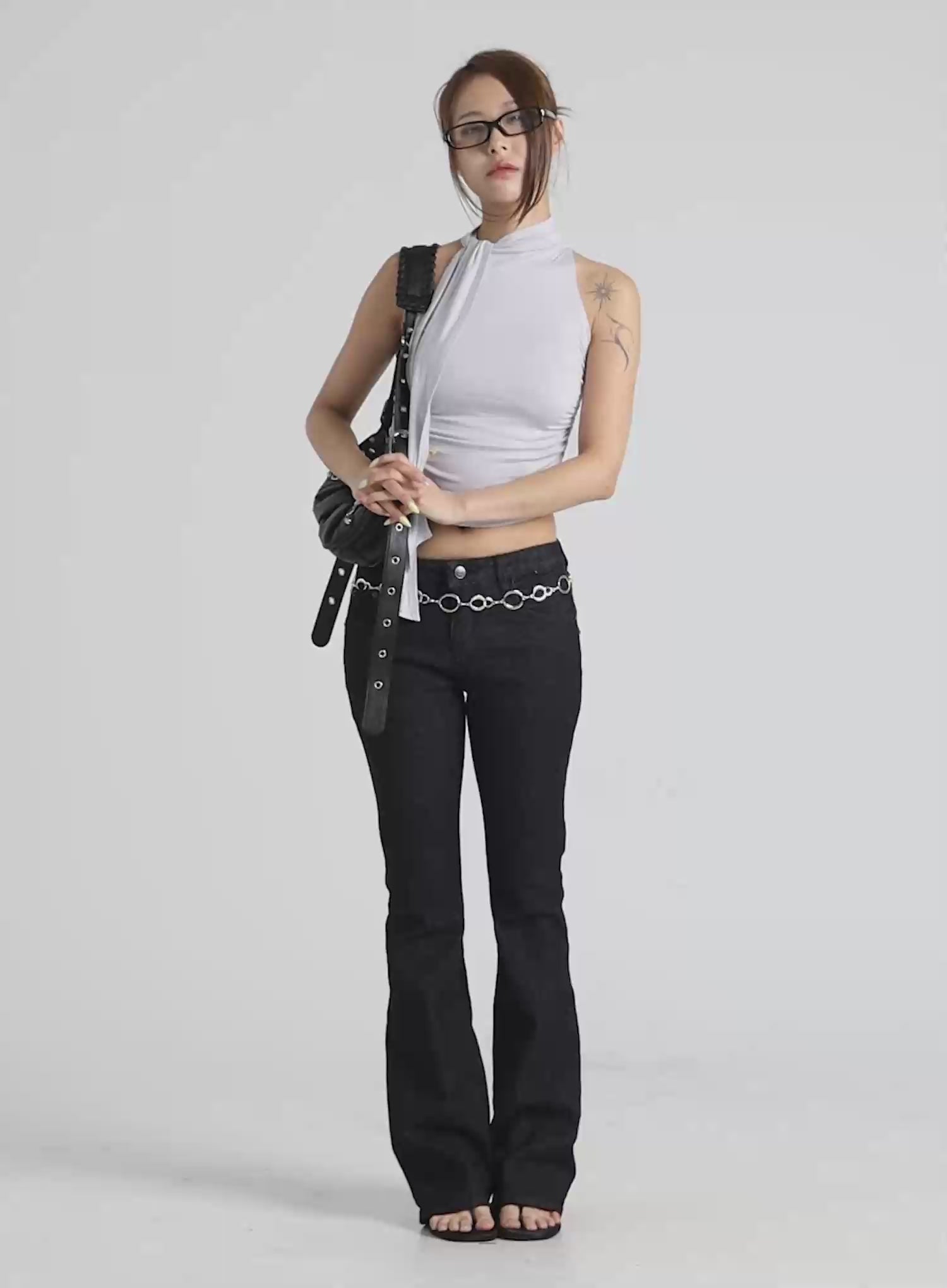 Sleeveless Shirred Halter Top CY520