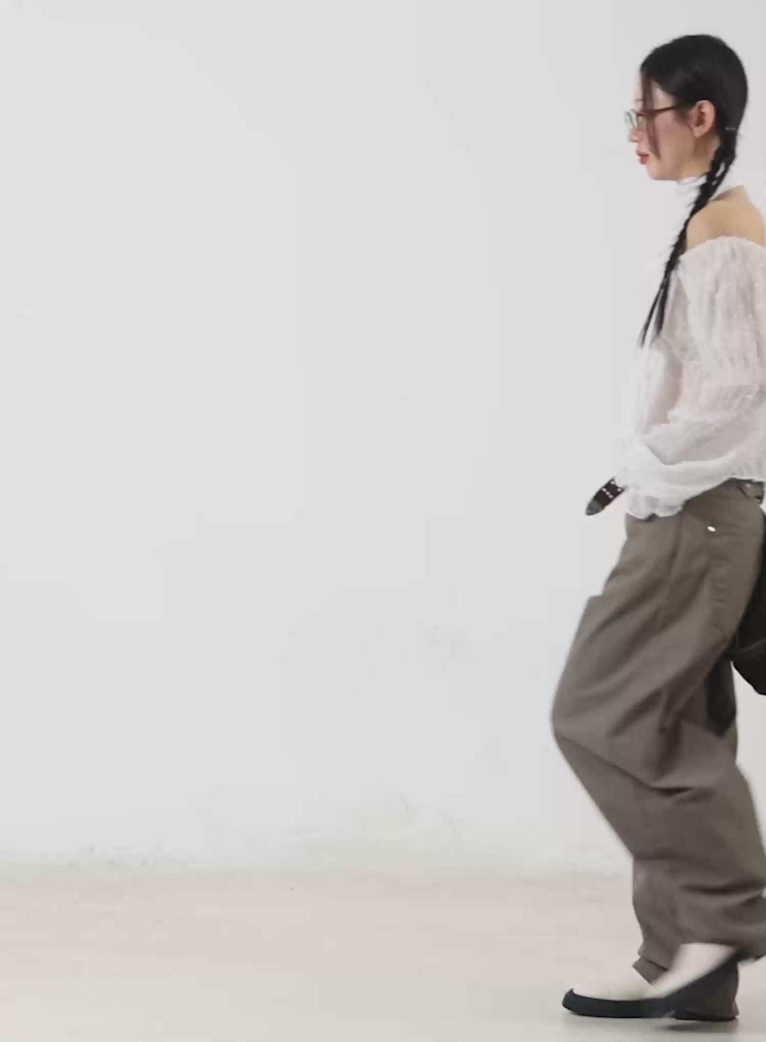 Striped Wide Leg Cotton Trousers CM511