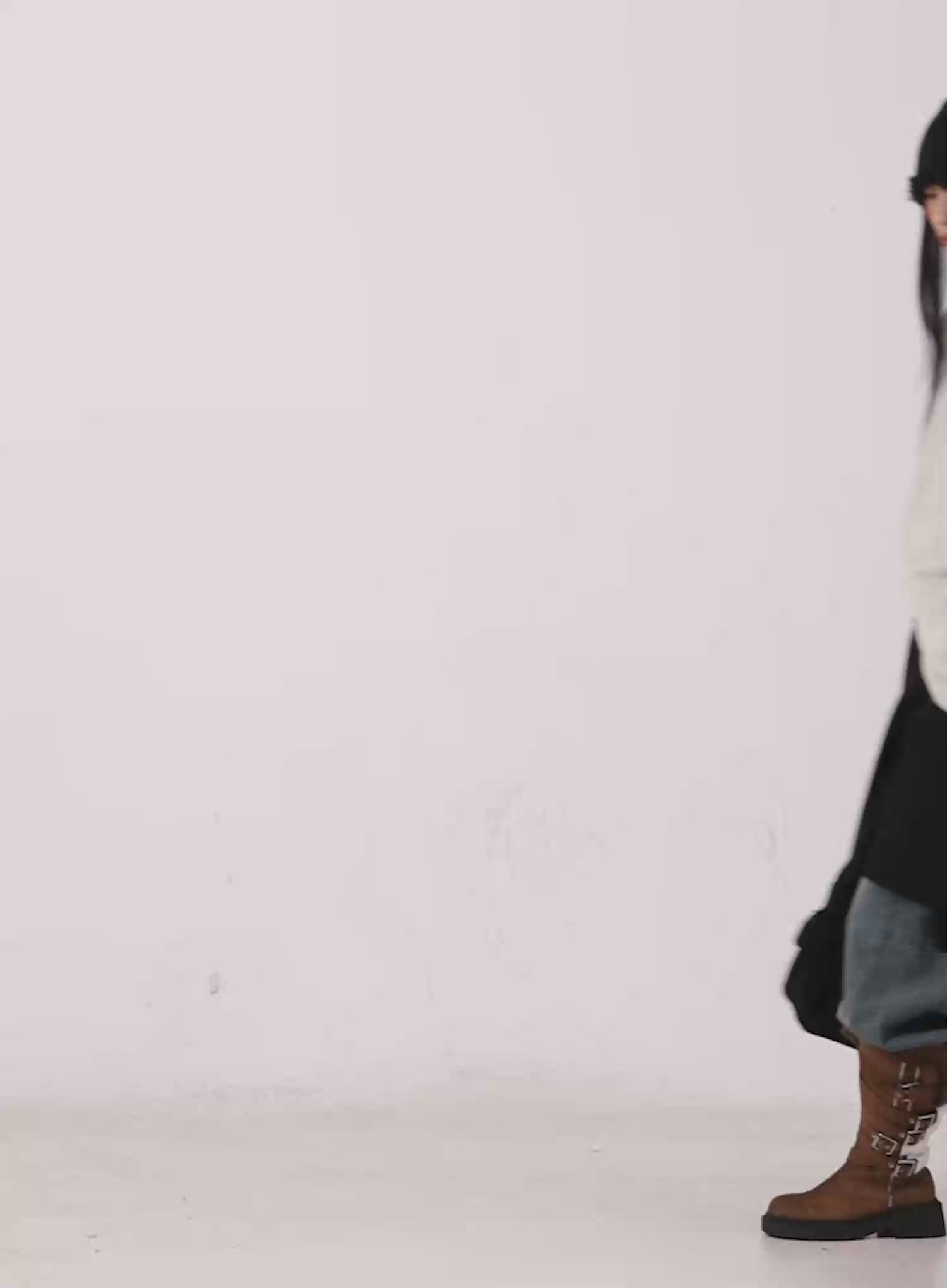 Layered Shirring Asymmetrical Skirt IO517