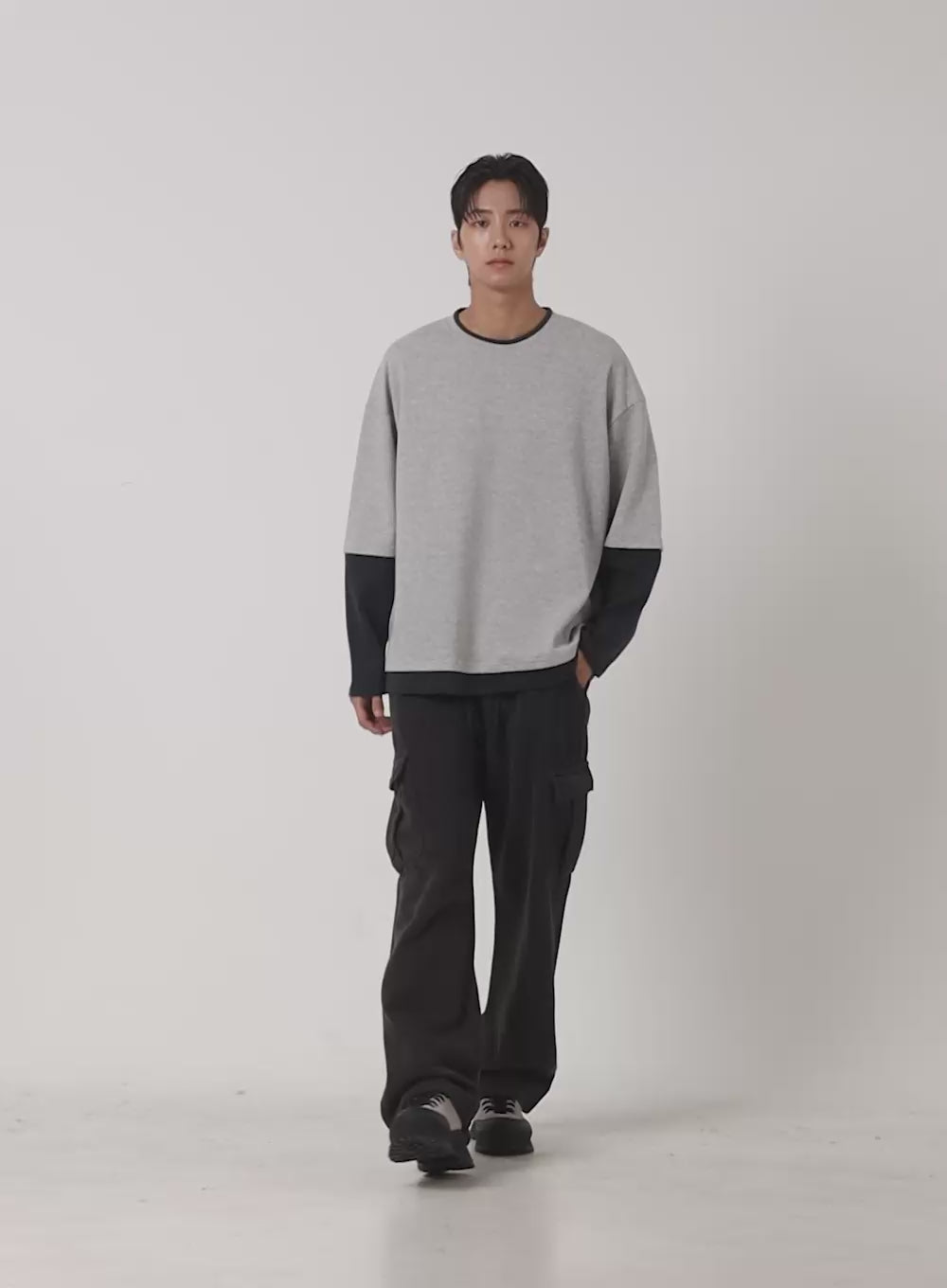 Men's Cargo Cotton Pants (Dark gray) ID413