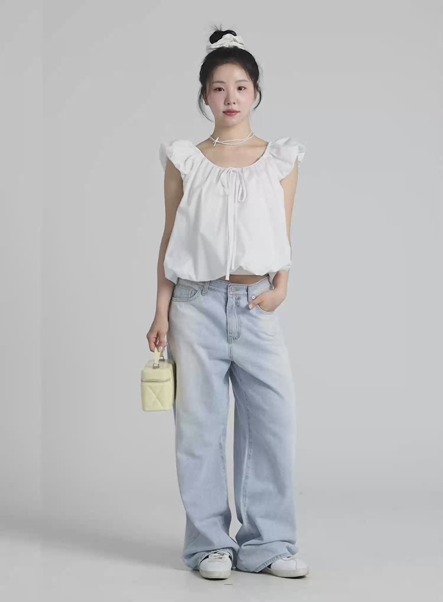 Puff Sleeve Tie-Front Blouse IY511