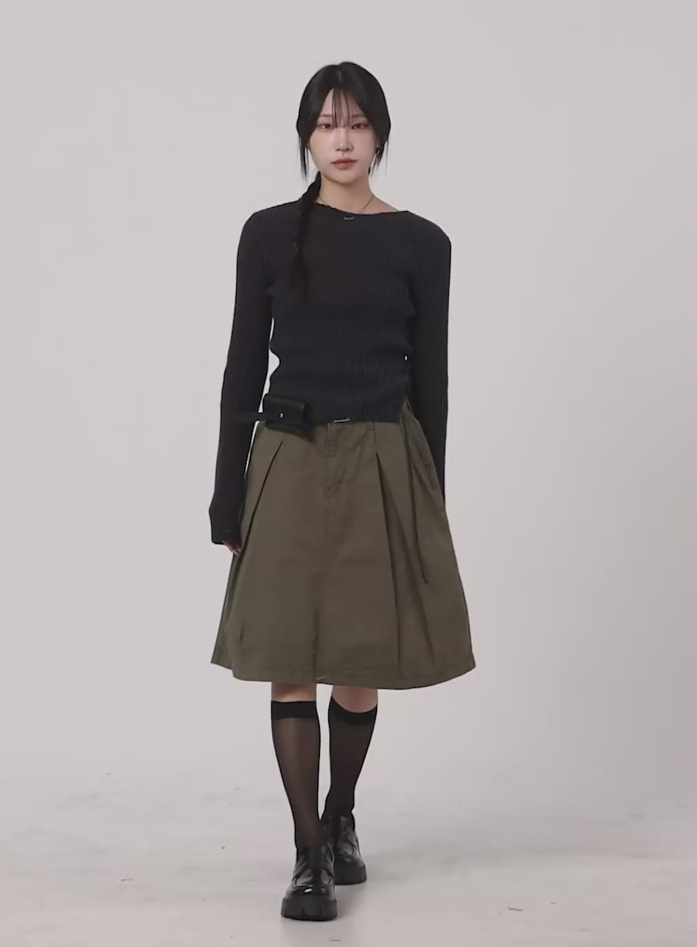 Pintuck Midi Skirt CA404