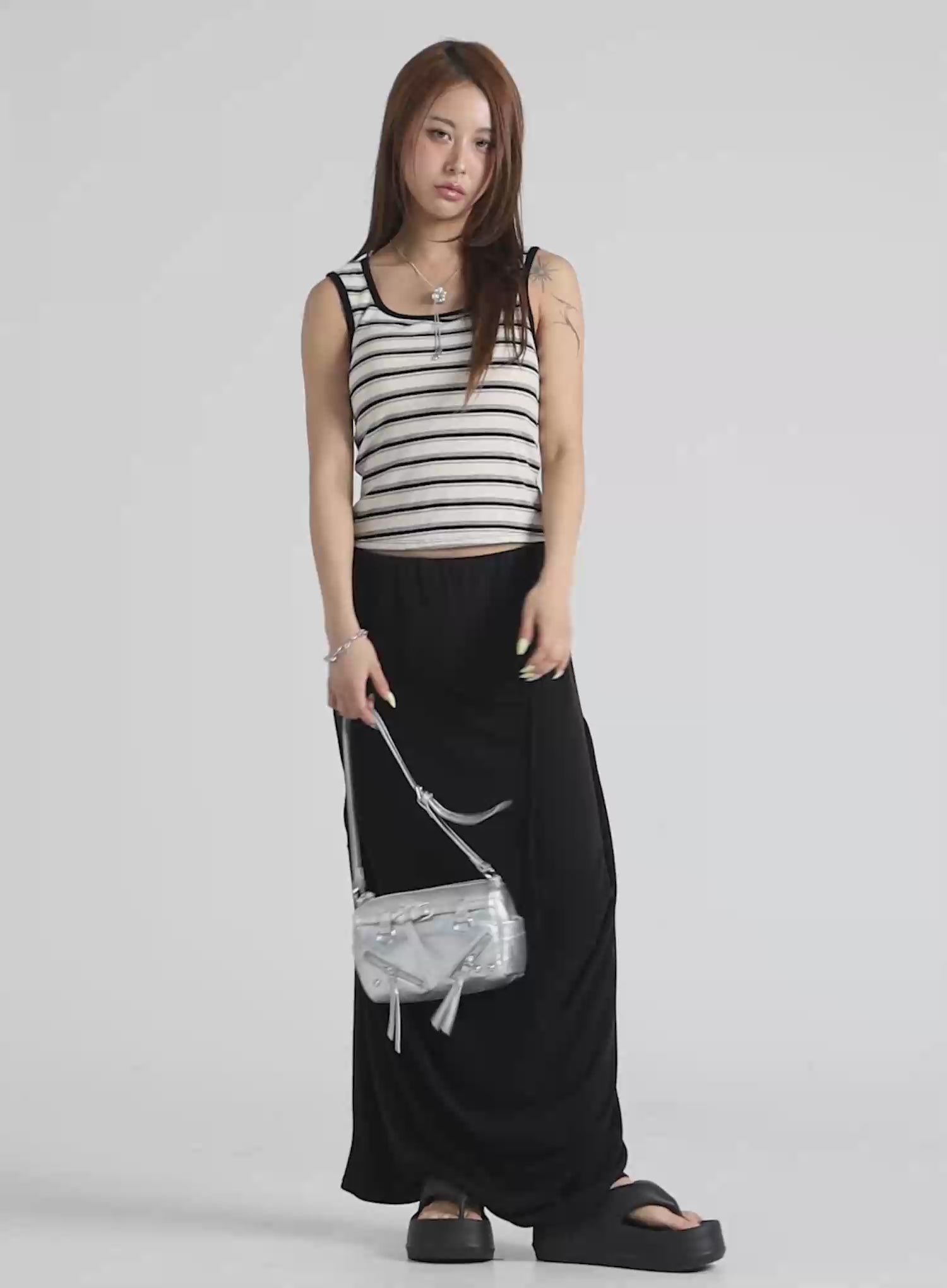Layered Pin-Tuck Maxi Skirt CU502