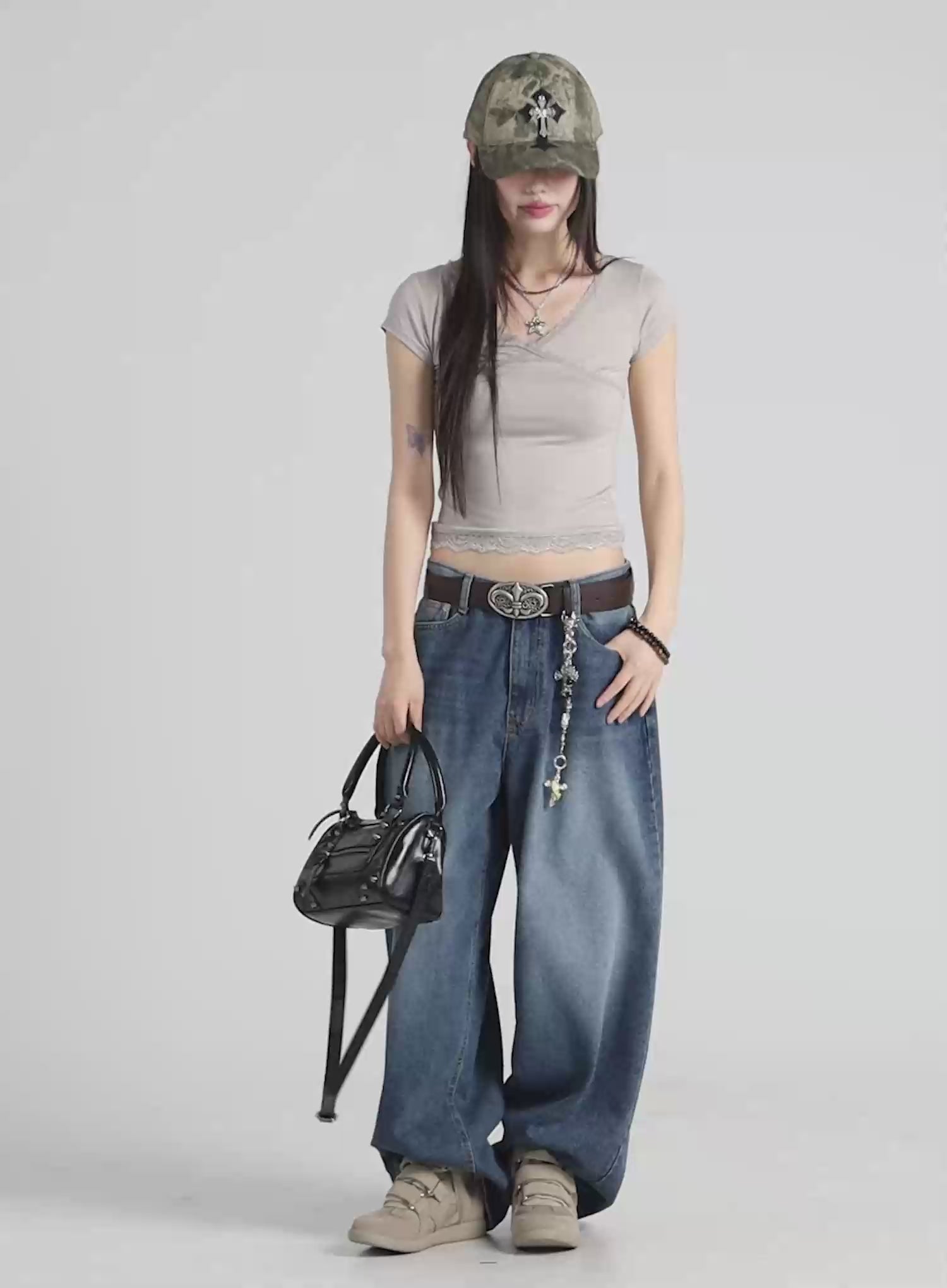 Minseo Wide Leg Washed Jeans IU518