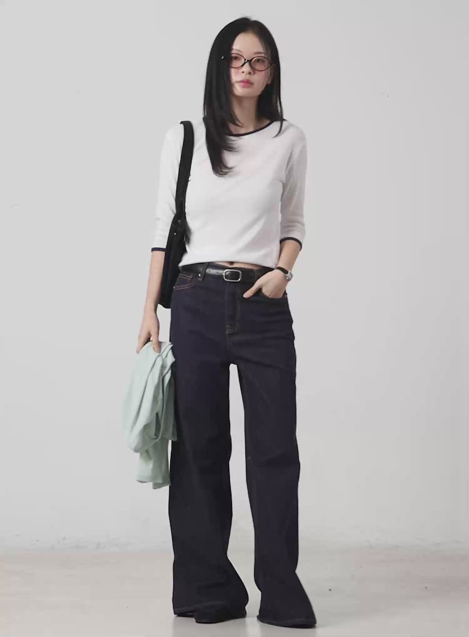 Two-Color Quarter Sleeve Top IM524