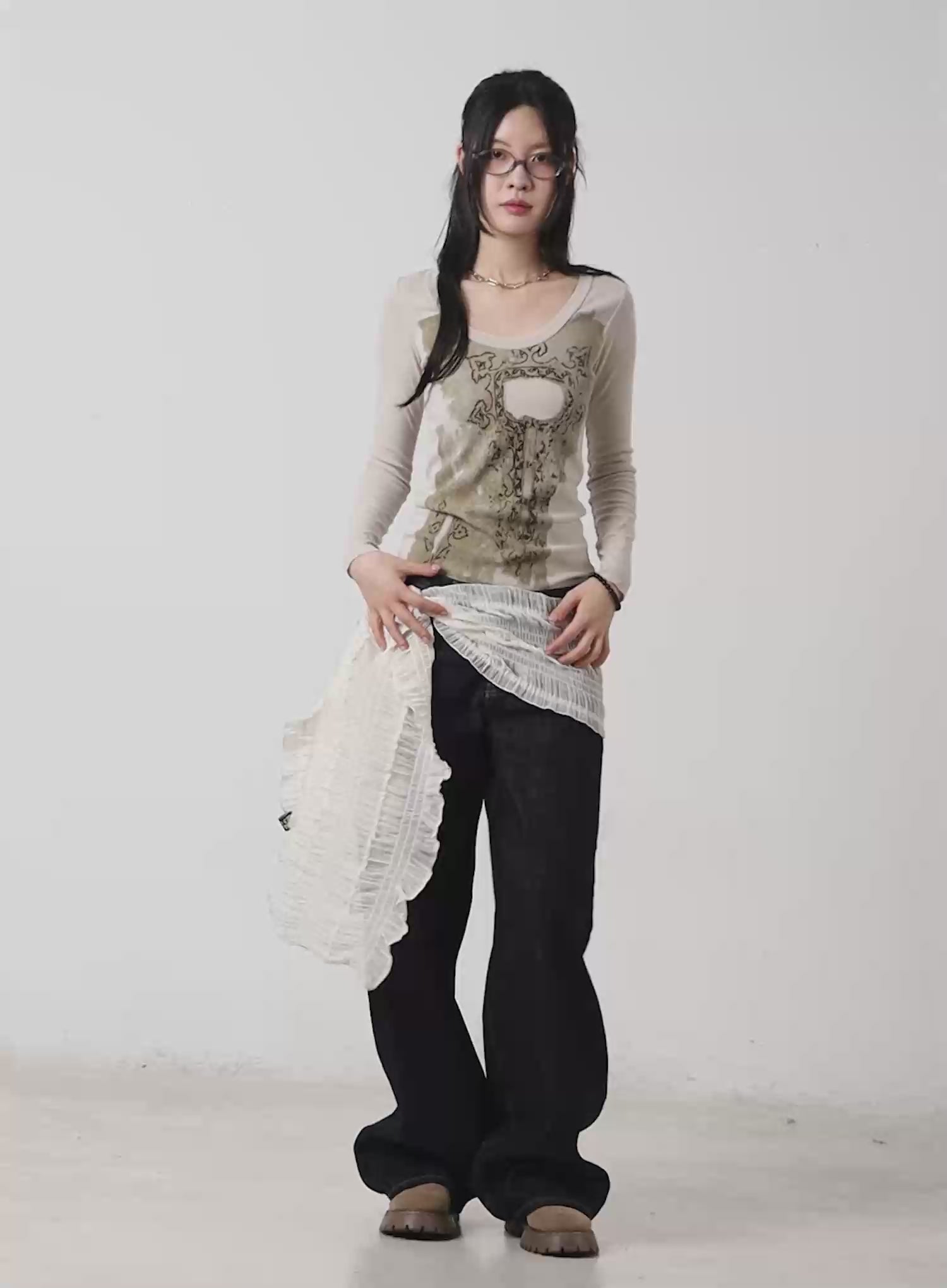 Artistic Vintage Print Long Sleeve CA506