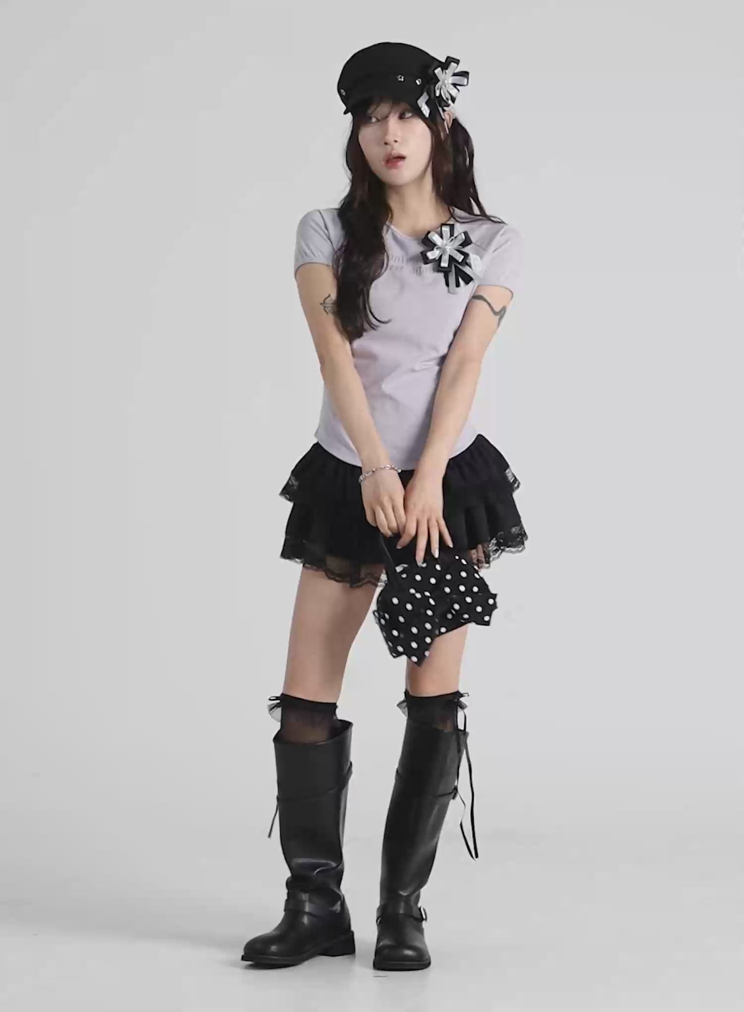 Chic Rosette Embellished Top CY514