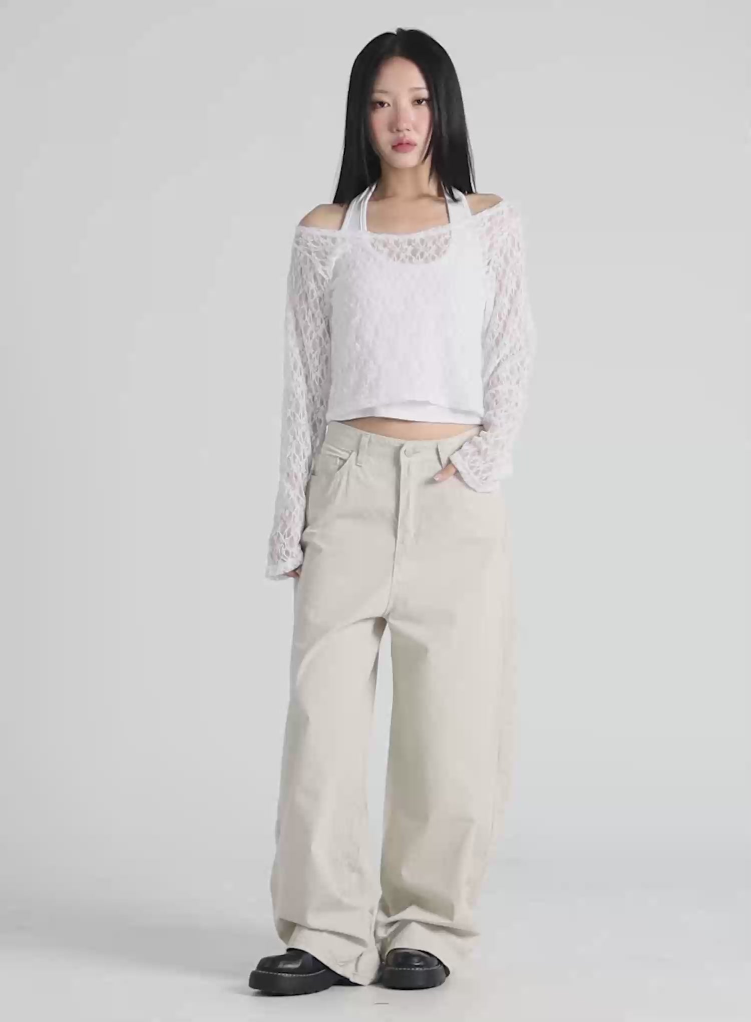 Chic Sheer Lace Top Set CY512