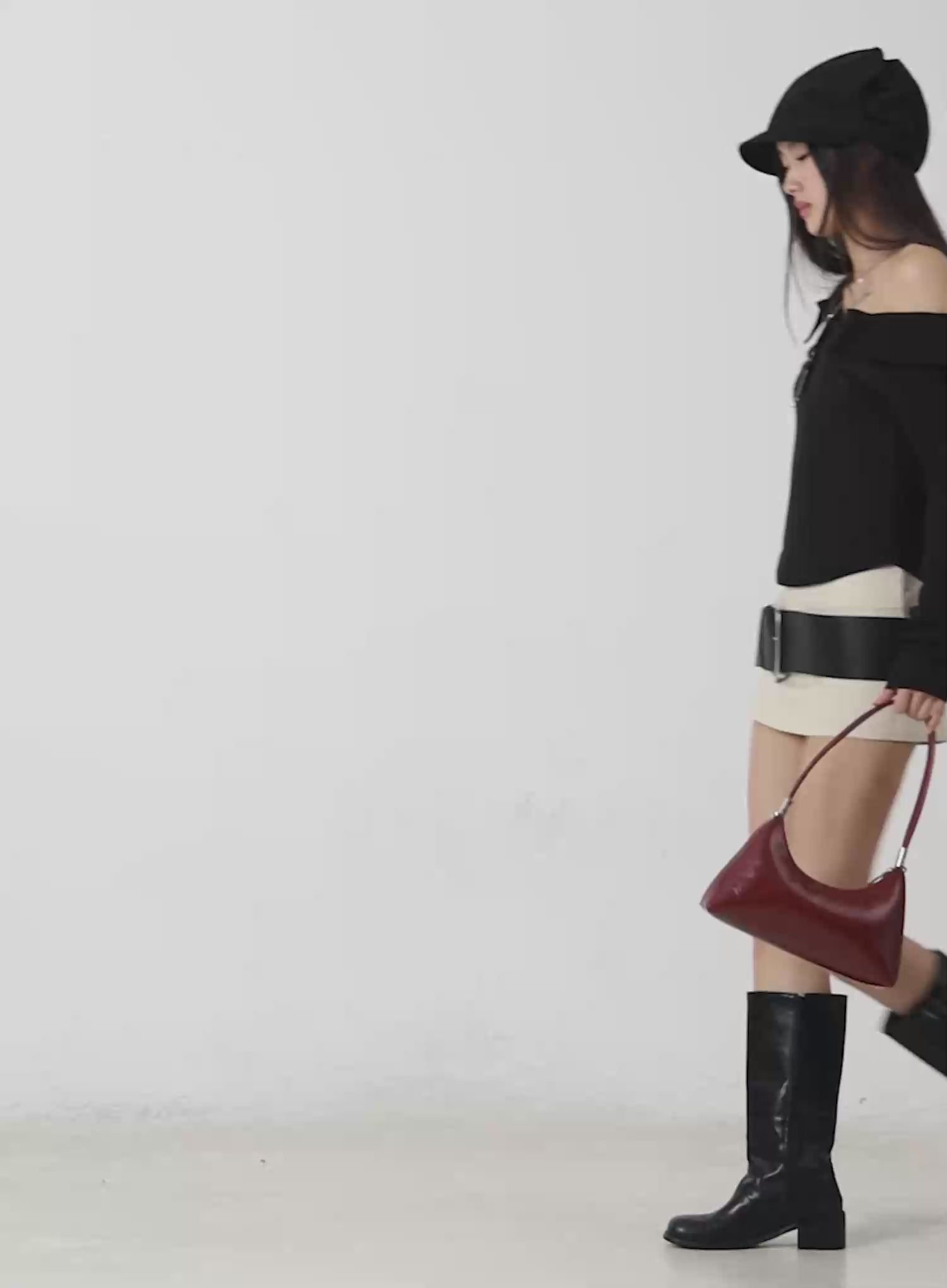 Asymmetric Off-Shoulder Collar Top IM503