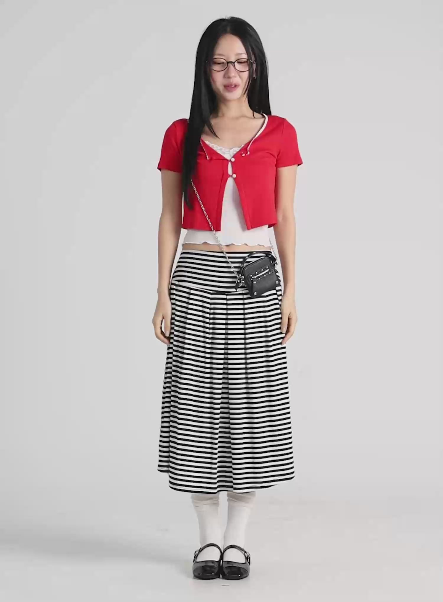 Striped Flare Long Skirt CY512