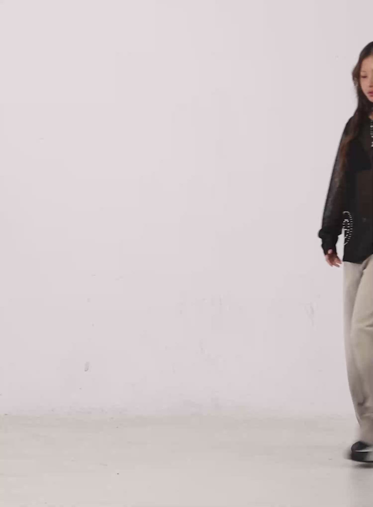 Studded Mesh Knit Long Sleeve Sweater CS522