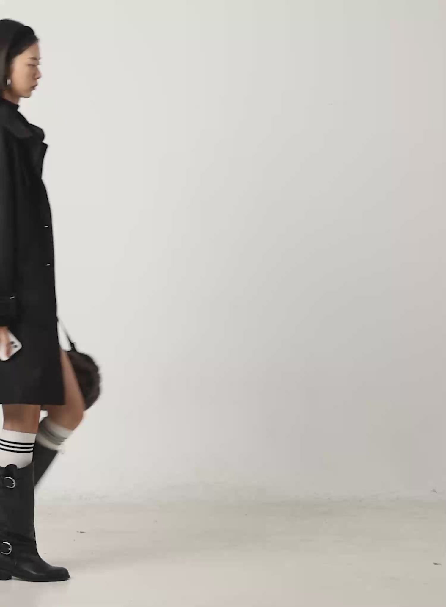 High Neck Knee-Length Wool Coat IJ502