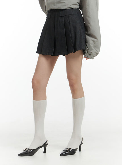 solid-pleated-denim-mini-skirt-im406