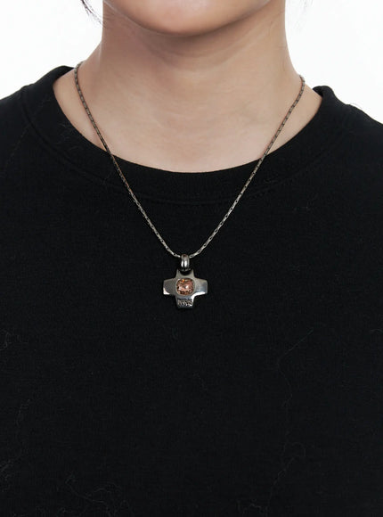 Cubic Cross Charm Necklace IN514