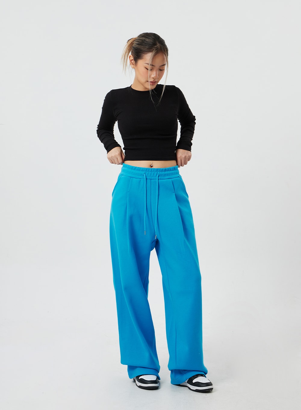 Baggy Track Pants Unisex CM303 Korean Women's Fashion LEWKIN
