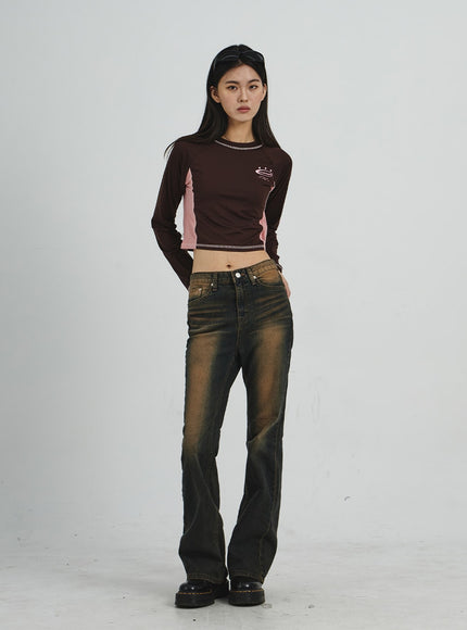 Vintage Washing Bootcut Jeans CD02