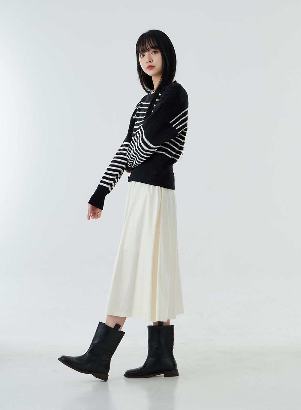 Bending Pleated Long Skirt OO19 - Korean Women's Fashion | LEWKIN