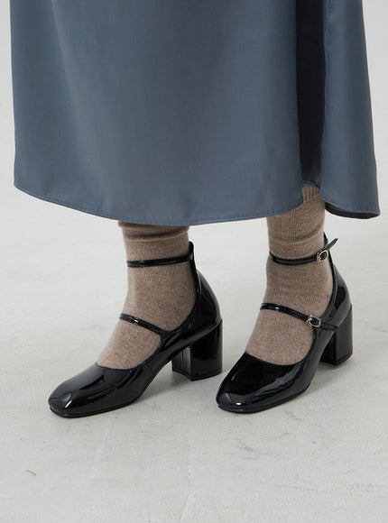 兩帶人造皮跟鞋 OD09