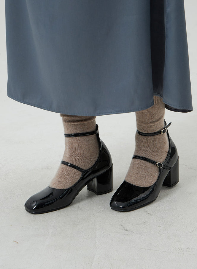 Two Strap Faux Leather Heel Shoes OD09