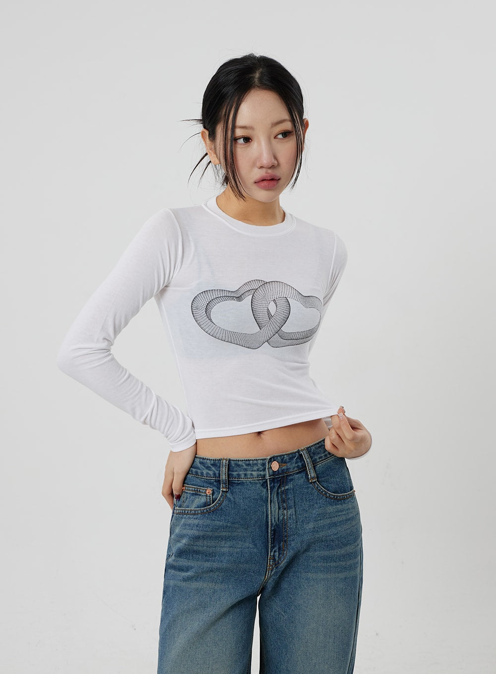 Heart Crewneck Cropped Top CF301