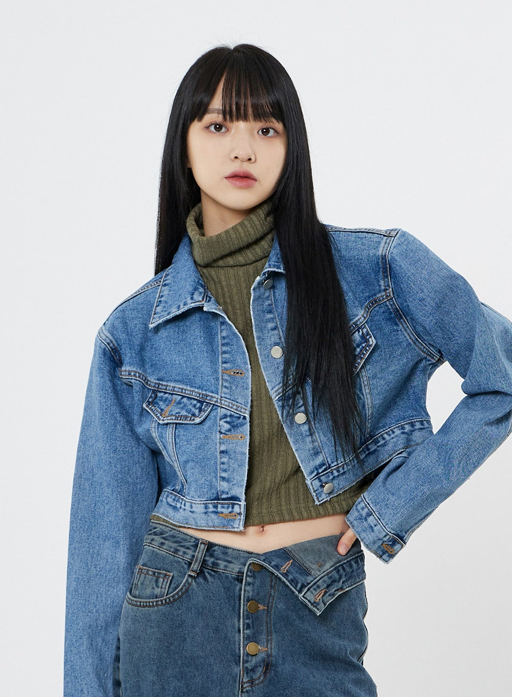 Crop Denim Jacket OO11 - Lewkin