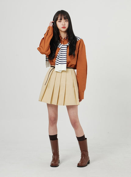 簡約百褶迷你裙OF324