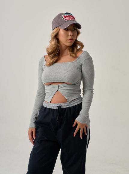 Sexy Square Neck Front Hole Top IN22