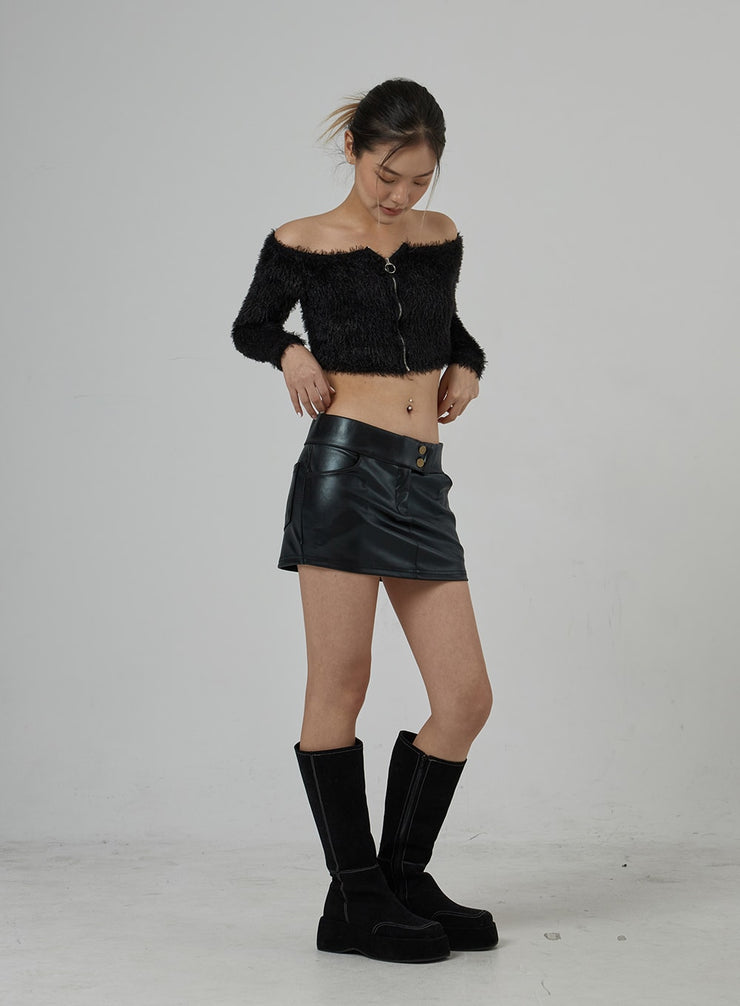 Faux Leather Low Rise Mini Skirt CJ302