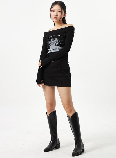 口袋迷你裙 CA321