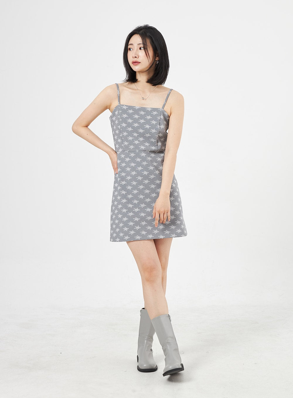 玫瑰印花迷你連衣裙 OA310