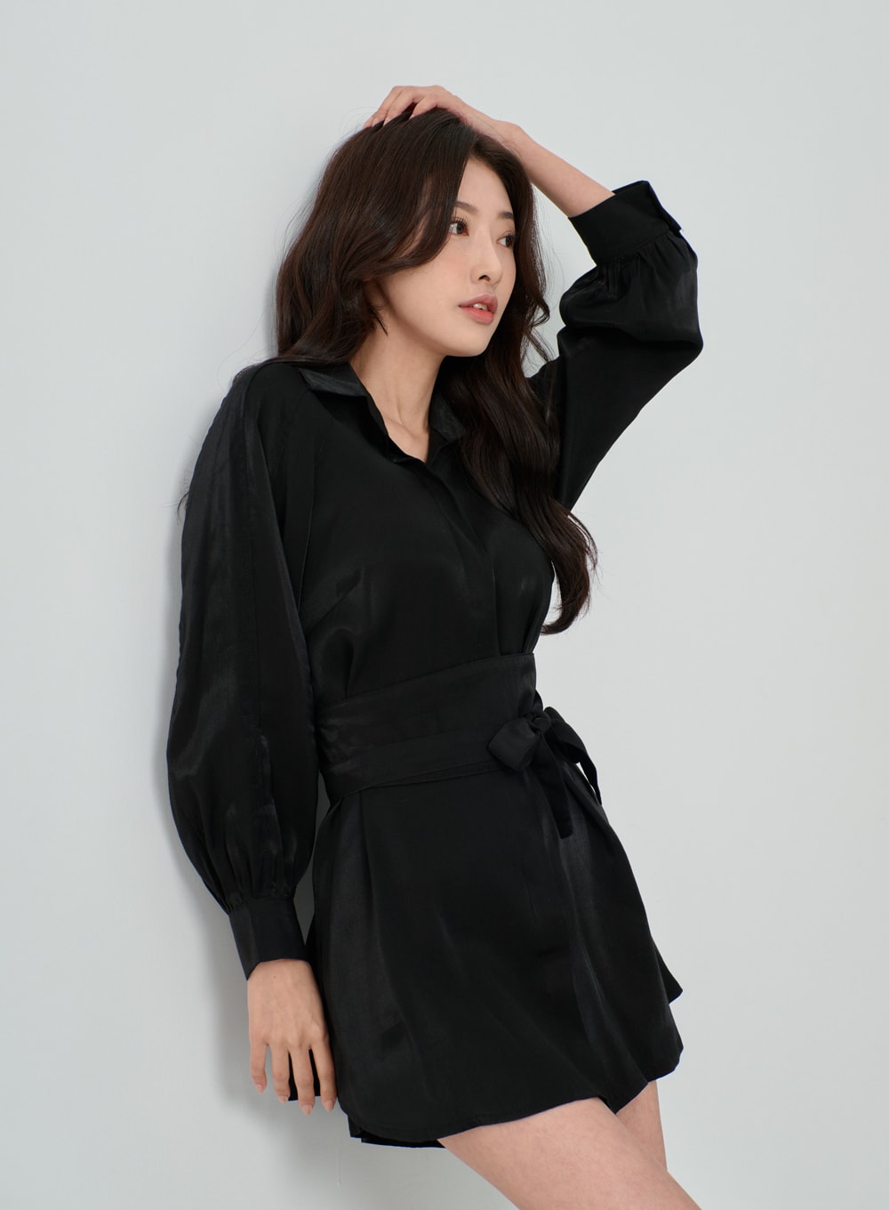 High Waist Ribbon Shirt And Pants Set IN08 - Korean Women's Fashion ...