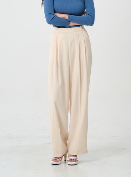 Button Wide Tailored Pants IO12