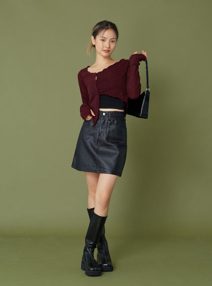 Faux Leather Miniskirt CG12