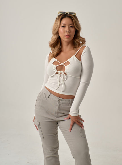 性感正面交叉繫帶短款上衣 IN22