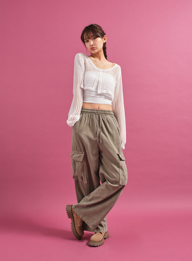 透明網眼短款開衫 CY17