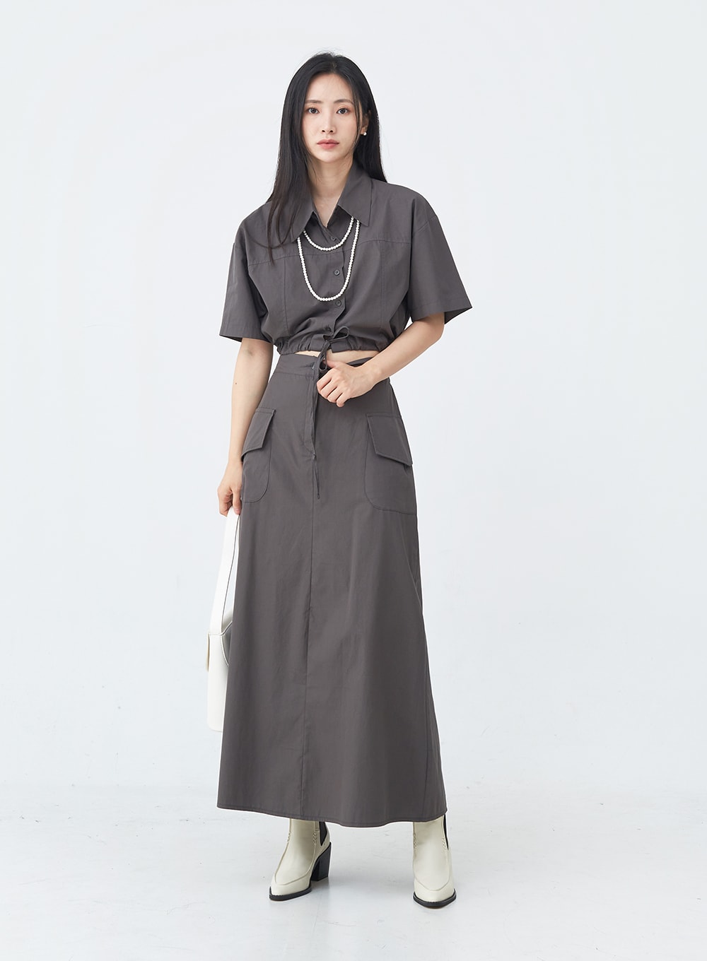 Cargo Wide Fit Long Skirt with Pocket UU1407