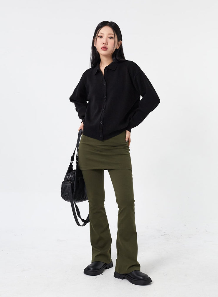 Layered Skirt And Bootcut Pants CM315