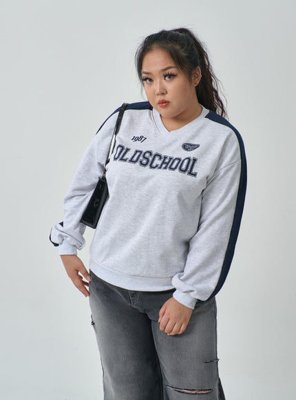 加兩色V領衛衣IF317