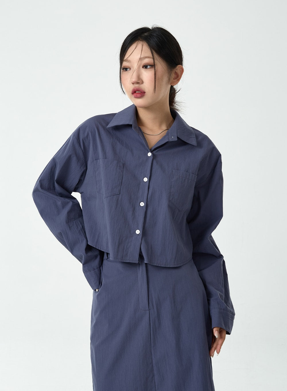 Loose Fit Nylon Shirt CG08 - Korean Women's Fashion | LEWKIN