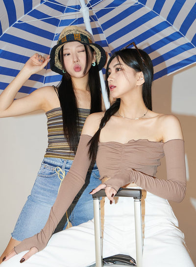 露肩波浪上衣 BF323