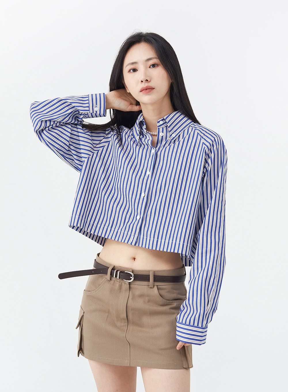 Blue Stripe Cropped Shirt OG18 - Lewkin
