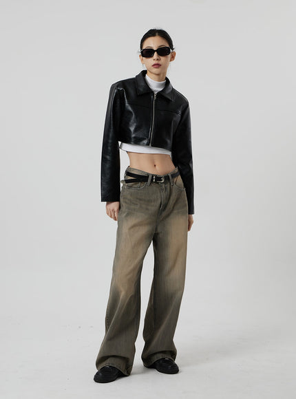 復古水洗寬鬆牛仔褲 CF307