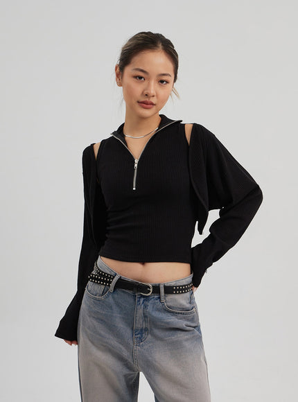 Zipper Sleeveless top Bolero Set CF310