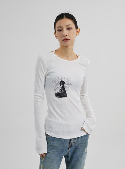 圖案羅紋針織上衣CF309