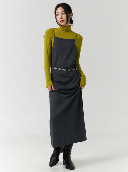 open-back-strap-sleeveless-maxi-dress-cn328 / Dark gray