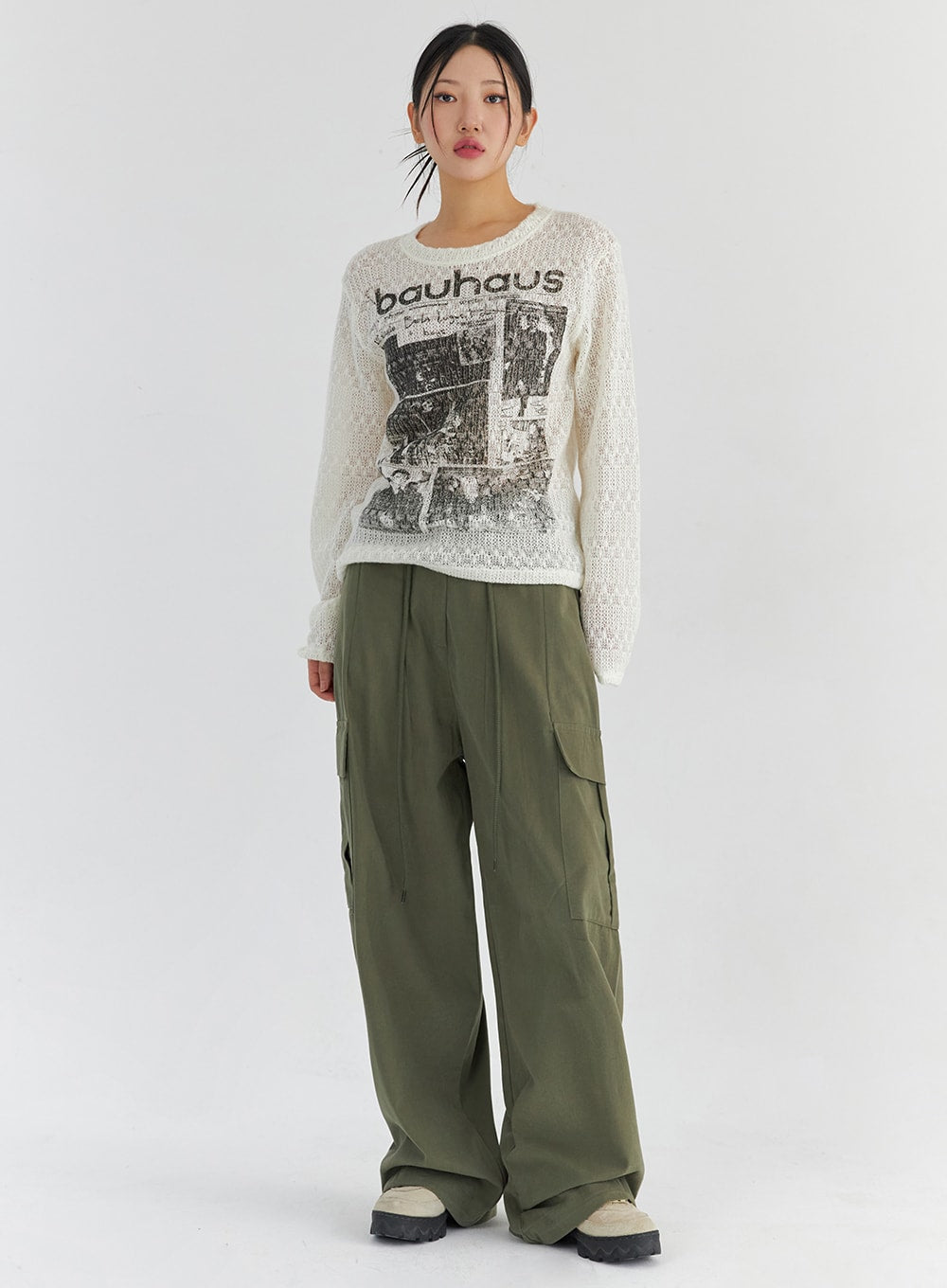 Waist String Cargo Pants CS325 - Korean Women's Fashion | LEWKIN