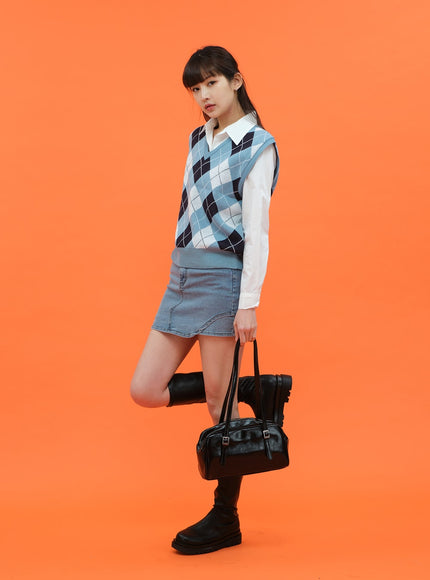 菱形圖案背心 C1703 