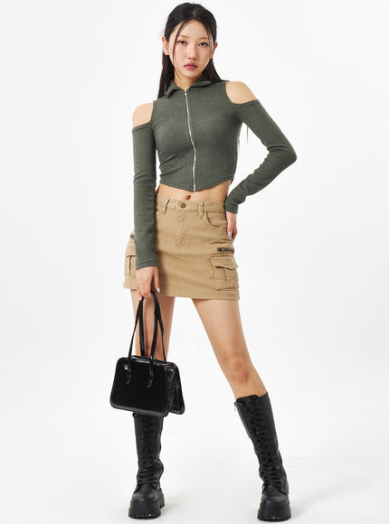 中腰工裝迷你裙 CA313