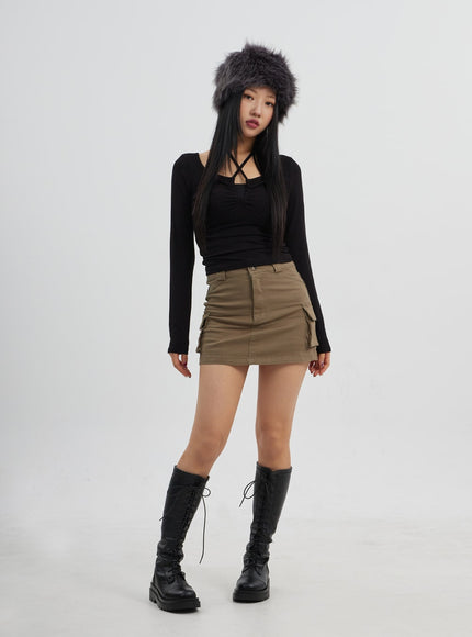 高腰工裝迷你裙 CJ319