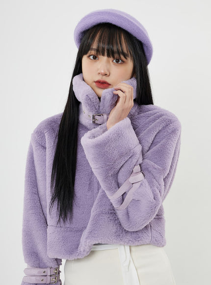 搭扣柔軟毛皮剪羊毛短款夾克 BN04